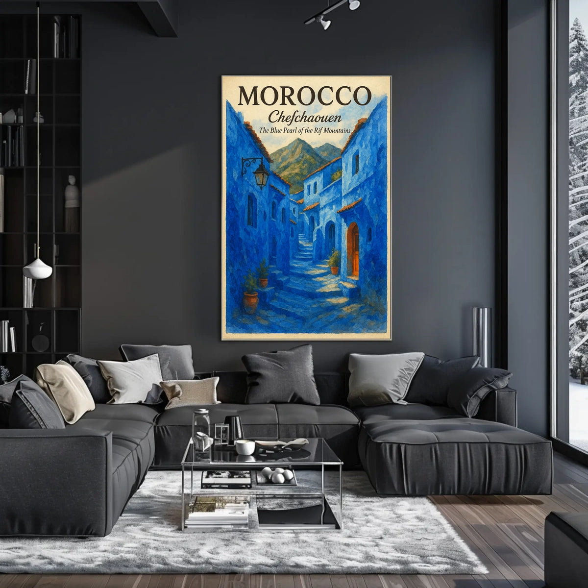 Chefchaouen Blue Pearl Moroccan Street Art Poster