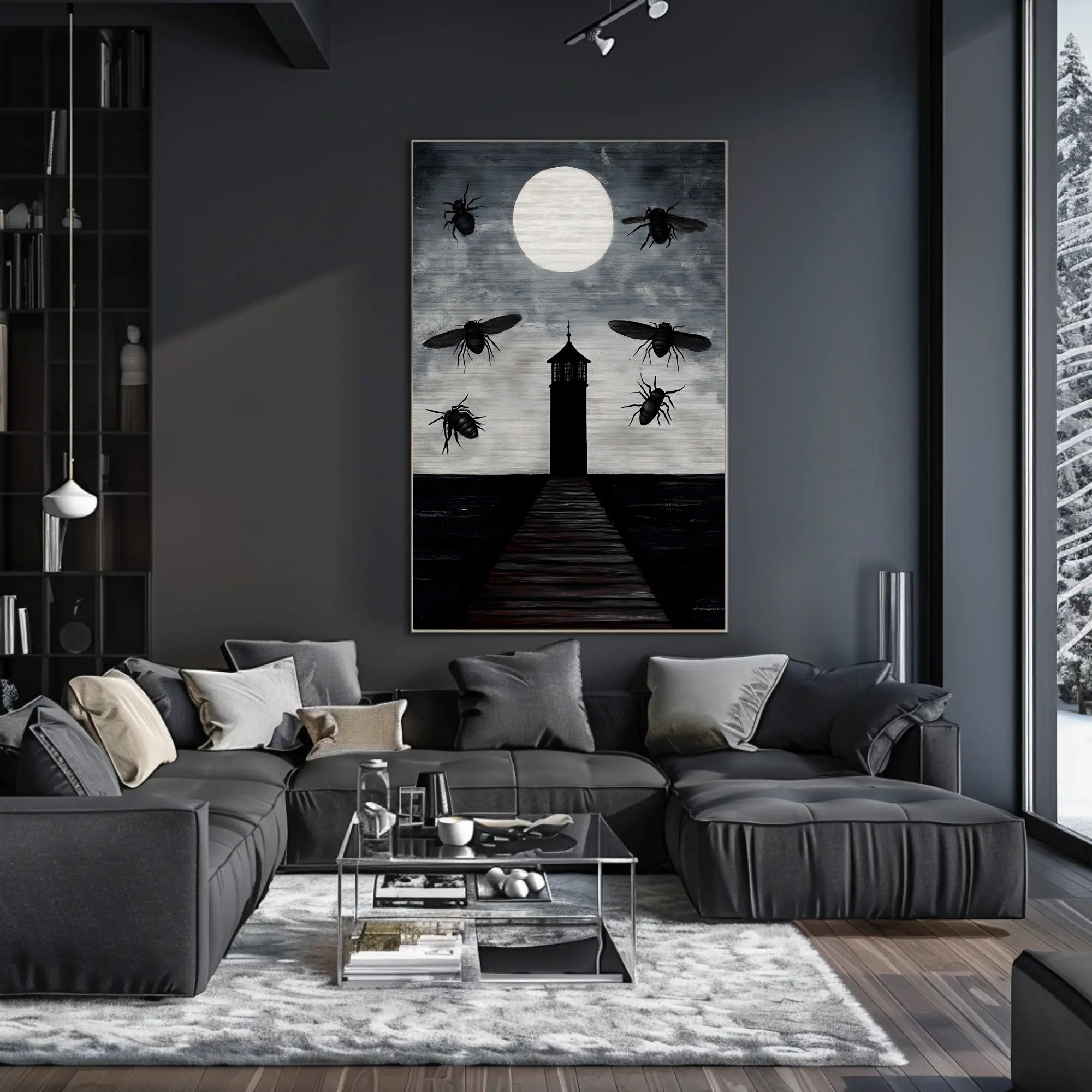 Eerie Lighthouse Under Moonlight: Fantasy or Mythology Poster PosterGoat
