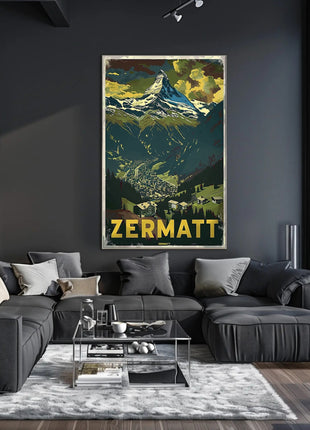 Matterhorn Scenic Travel Poster with Vintage Retro Design