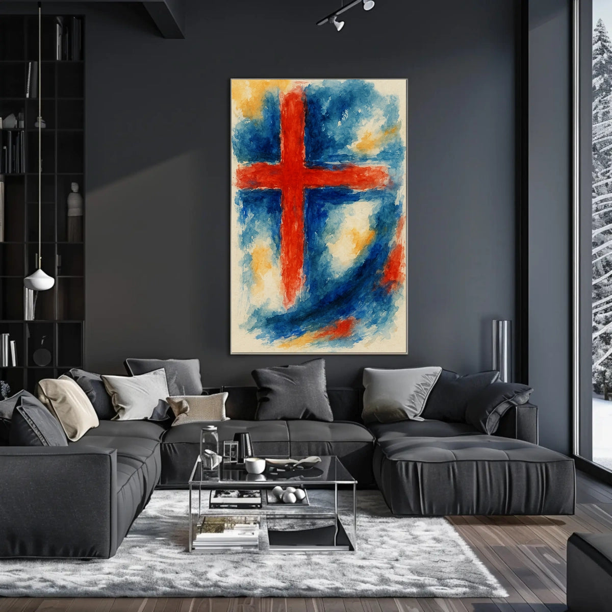 Abstract Cross In Watercolor Abstract Poster