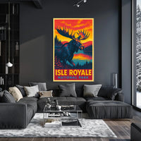 Isle Royale Moose Vintage Adventure Poster