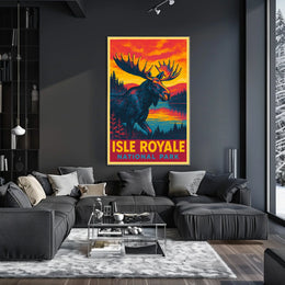 Isle Royale Moose Vintage Adventure Poster