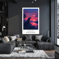 Komodo Dragon Sunset in Indonesia: National Park Poster