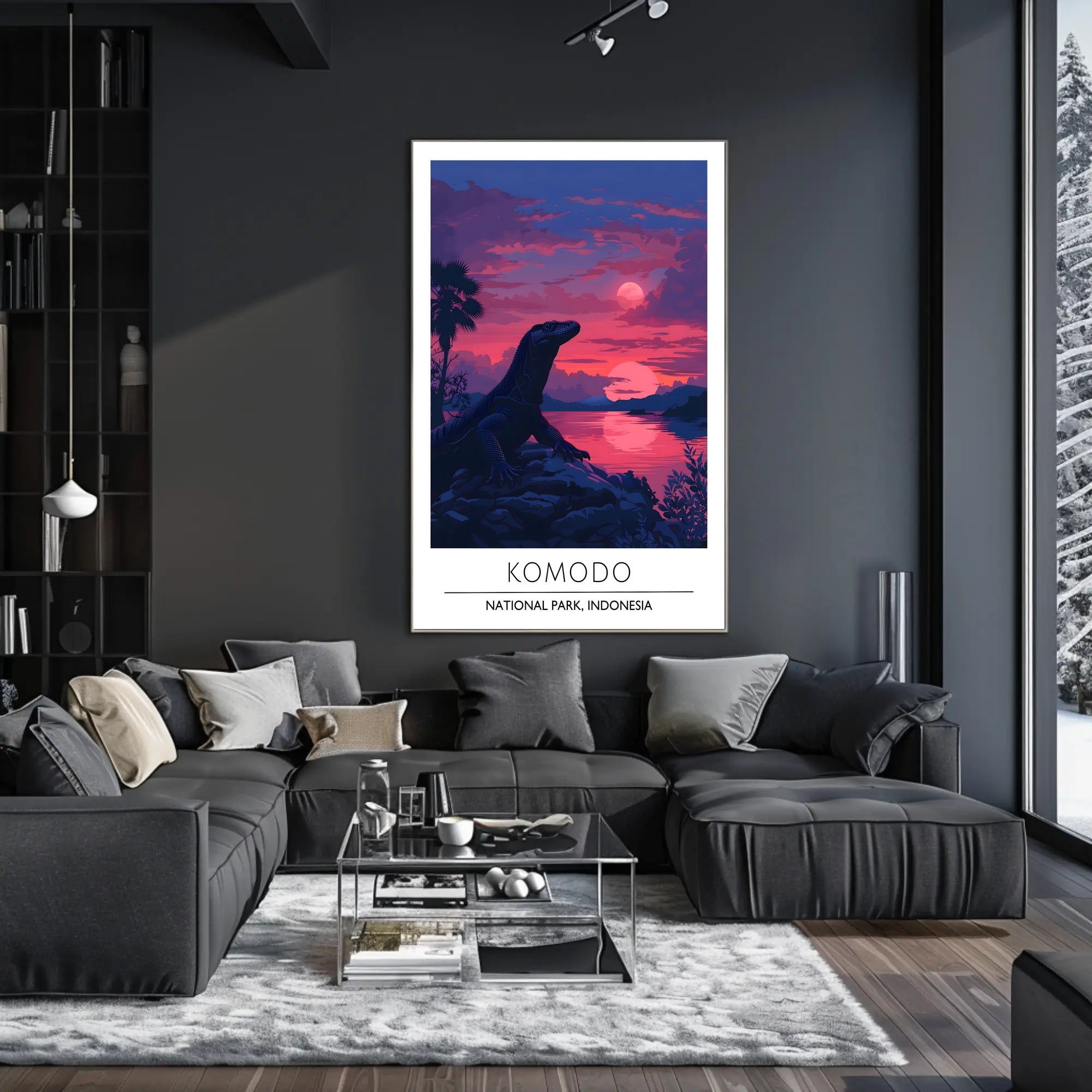 Komodo Dragon Sunset in Indonesia: National Park Poster