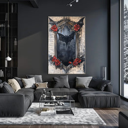 Gothic Bat Dark Roses Artistic Pop Culture Poster
