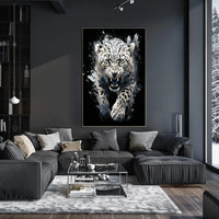 Fierce Roaring Leopard Dynamic Art Poster Print