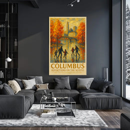 Columbus Reflections On The Scioto Poster