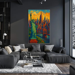 New York City Skyline Vibrant Poster Modern Wall Art