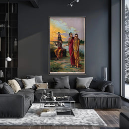 Serene Riverbank Encounter Poster PosterGoat