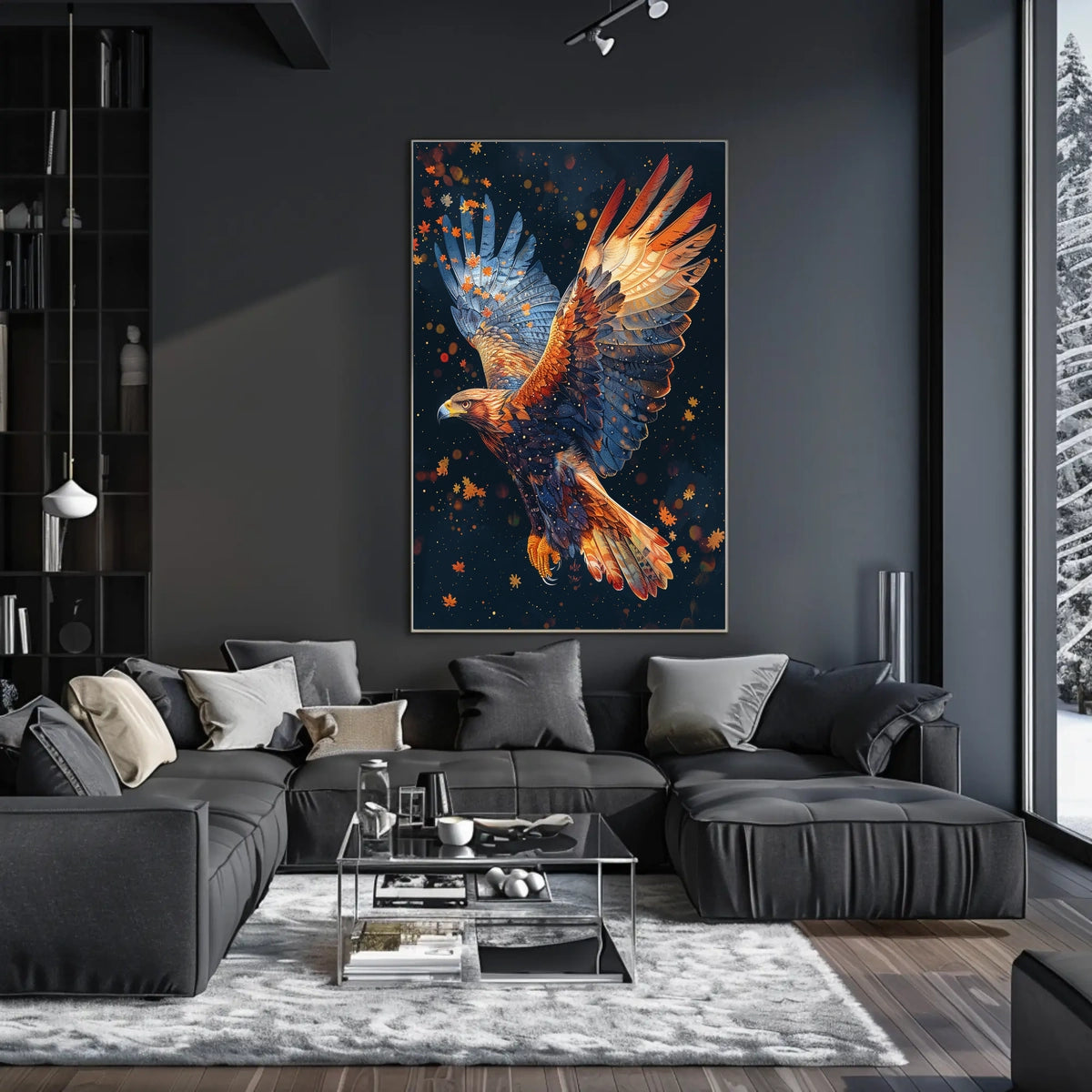 Majestic Eagle in Flight Autumn Art Poster