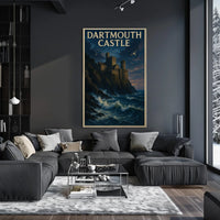 Dartmouth Castle Sunset on the Cliffs Travel Poster