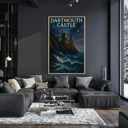 Dartmouth Castle Sunset on the Cliffs Travel Poster