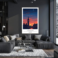 London Sunset Cityscape Illustration - Urban or Cityscape Poster