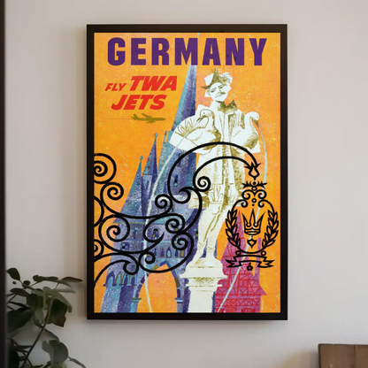 Fly TWA to Germany Travel Poster by David Klein