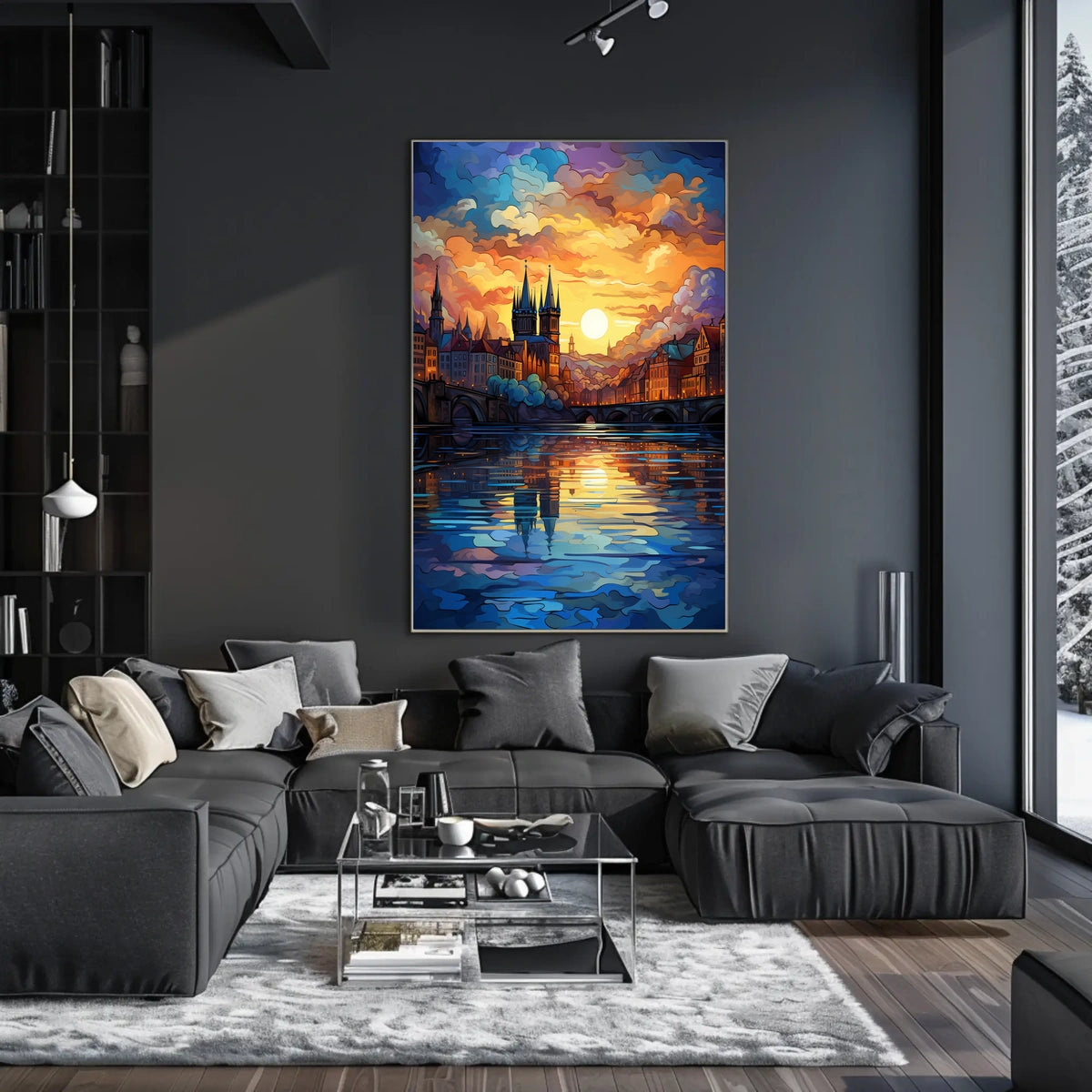 Dreamy Sunrise Gothic Cityscape Travel Poster