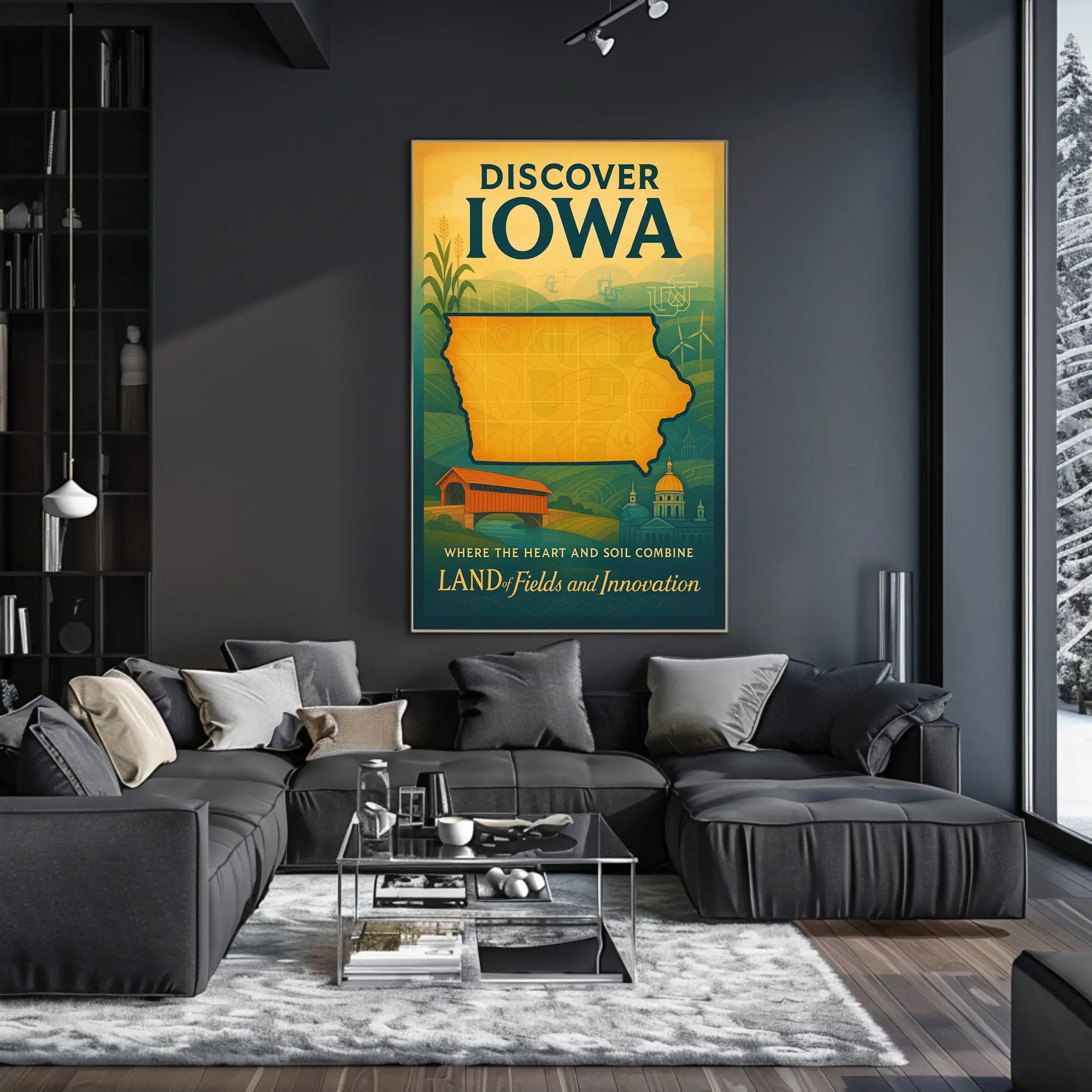 Discover Iowa Vintage Travel Poster