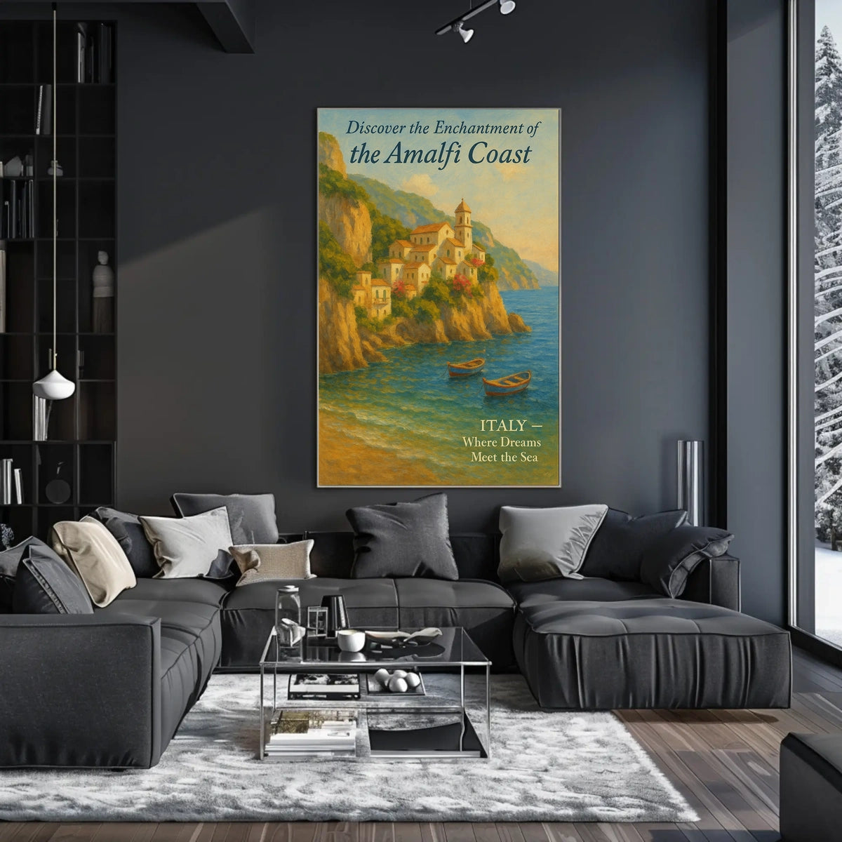 Amalfi Coast Vintage Travel Poster: Romantic Serenity