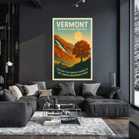 Vermont Autumn Landscape Poster Vintage Art Print