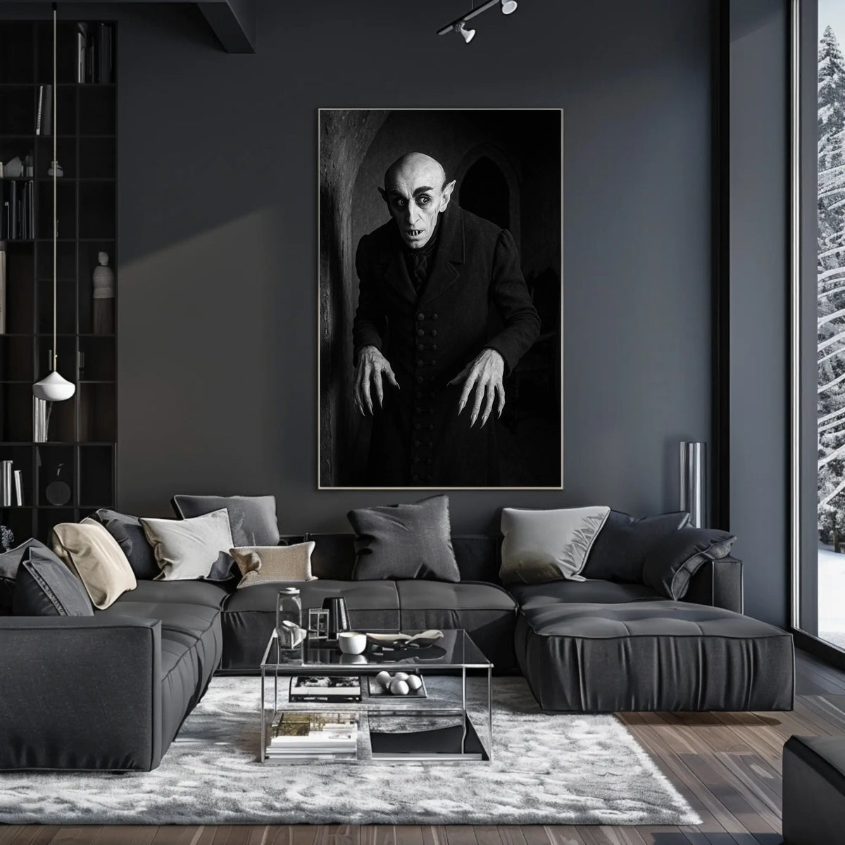 Vampire Gothic Expressionist Horror Nocturnal Stone Archway Masterpiece Vintage Cinema Noir Enigma Silhouette Poster