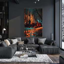 Post-Apocalyptic Urban Sunset: Nature Reclaims Cityscape PosterGoat