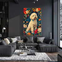 Fluffy Dog in Flower Garden Animal Poster