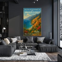 Amalfi Coast Romantic Seascape Art Poster Print