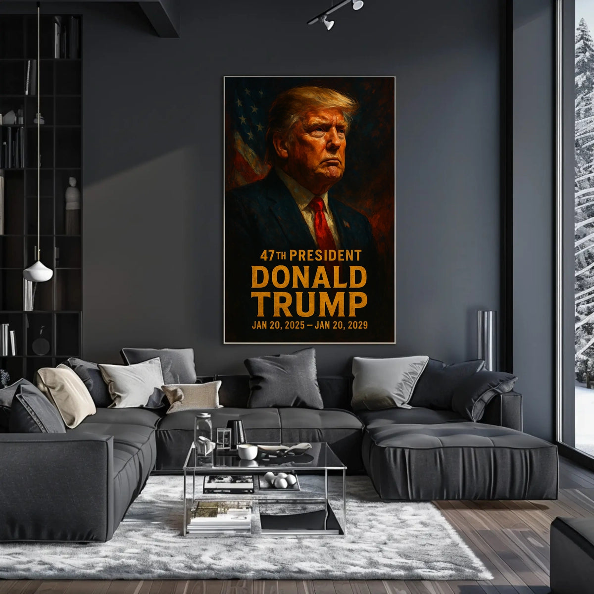 Trump Visionary Leader Patriotic Oil Painting Poster