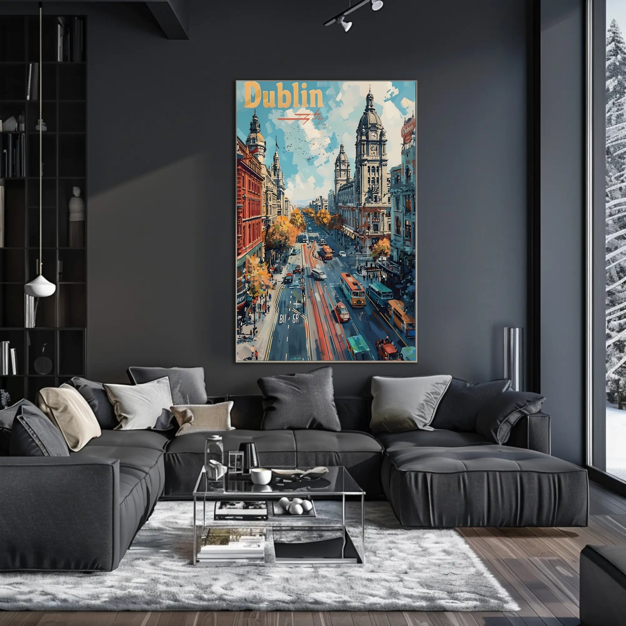 Dublin Cityscape Vibrant Architecture Travel Poster