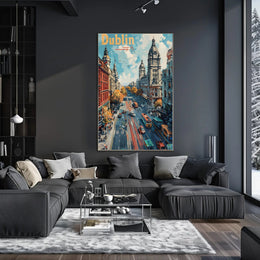 Dublin Cityscape Vibrant Architecture Travel Poster