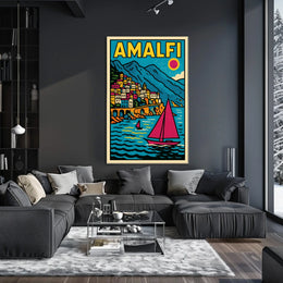 Amalfi Coast Vibrance Poster Wall Art for Coastal Decor
