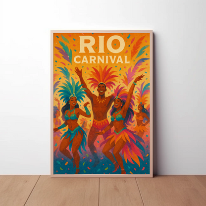 Rio Carnival Dancers Celebration Travel Poster