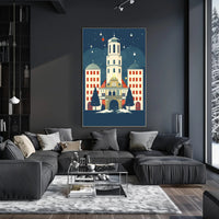 Winter Night at the Clock Tower Poster
