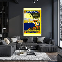 Jamaica Travel Paradise: Vintage Stylized Tropical Adventure Poster