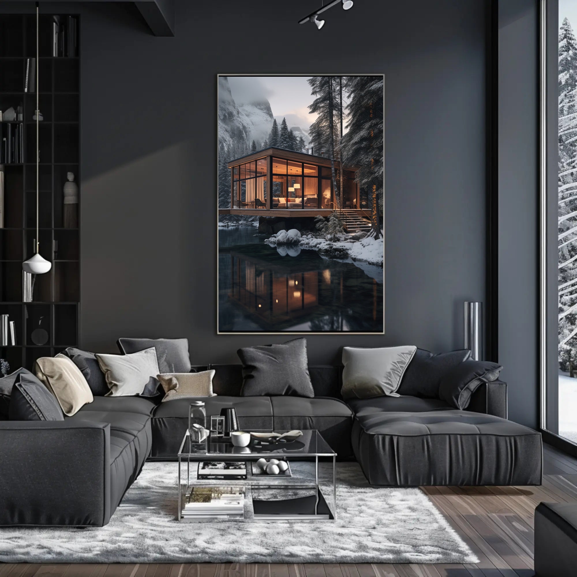 Cozy Winter Retreat in Forest Setting - Travel Poster