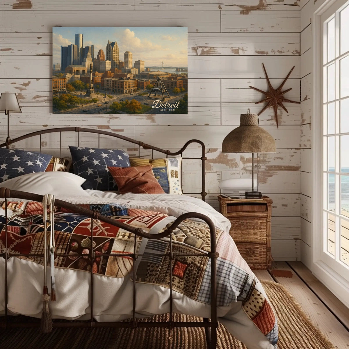 Detroit Skyline Cityscape Wall Art Photography Realism Minimalist Decor Enthusiasts Wanderlust Poster