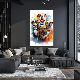 Colorful Bulldog Art Poster with Bow Ties