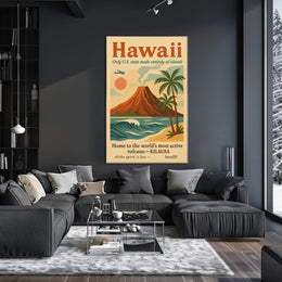 Hawaii Vintage Travel Poster: Volcano and Adventure