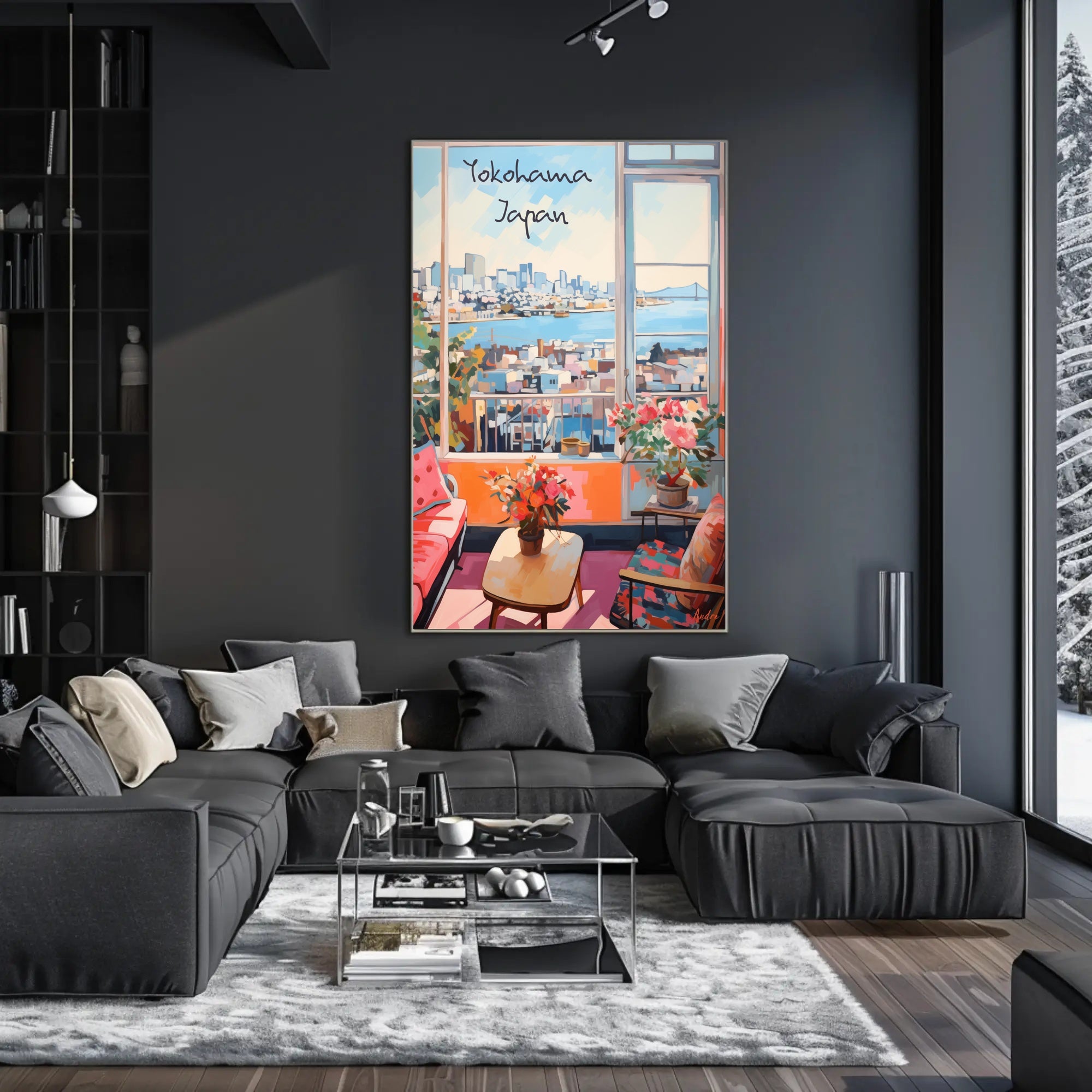 Scenic Yokohama Interior View Modern Urban Cityscape Poster