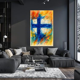 Abstract Finnish Flag Abstract Poster