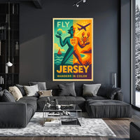 Jersey Adventure Awaits in Vibrant Travel Poster PosterGoat