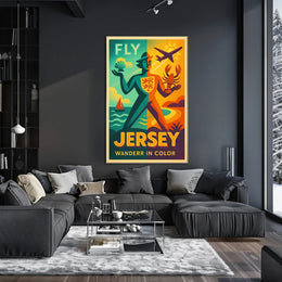 Jersey Adventure Awaits in Vibrant Travel Poster PosterGoat