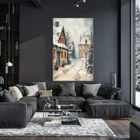 Winter Village Scene Poster