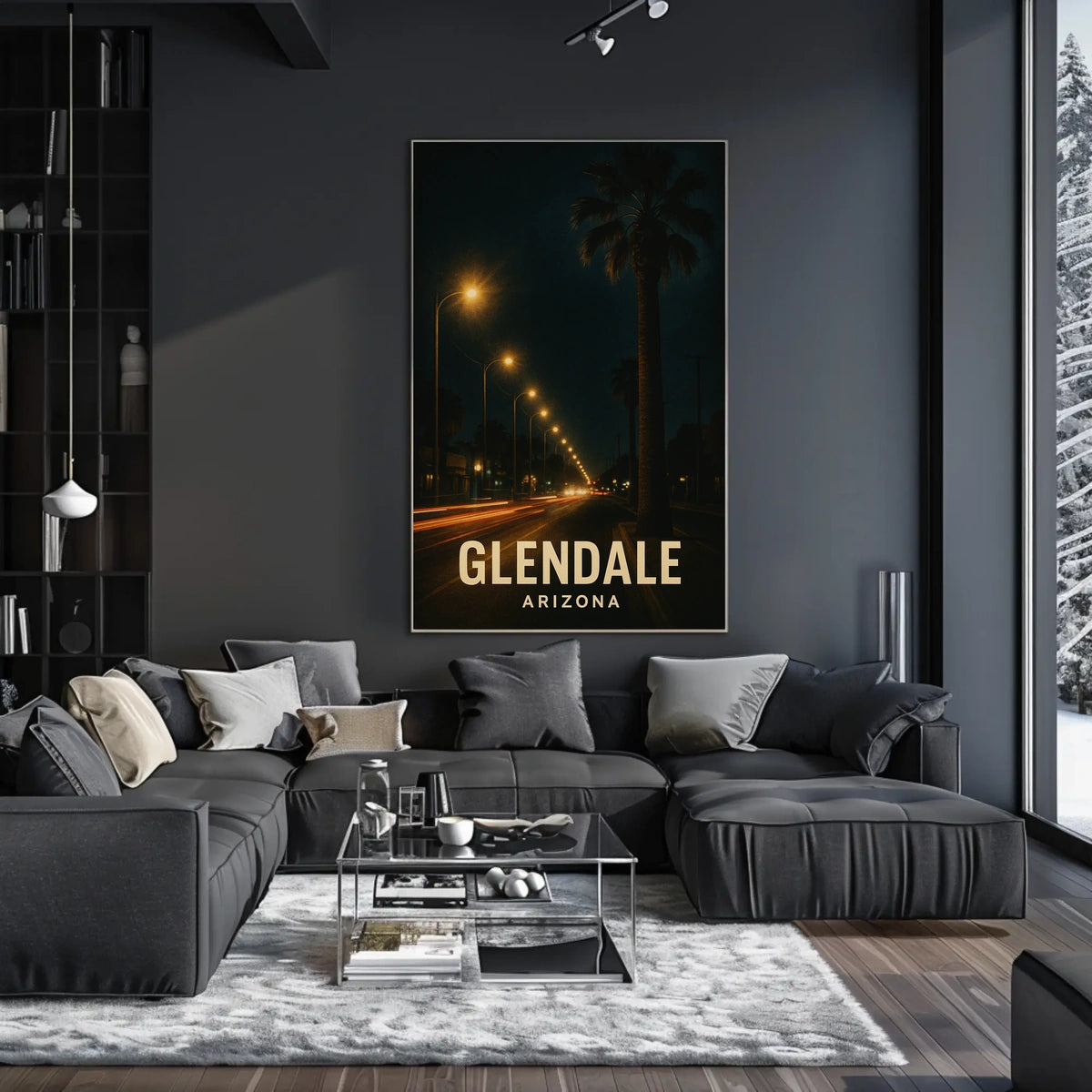 Glendale Night Lights Urban Photography Poster