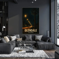 Glendale Night Lights Urban Photography Poster