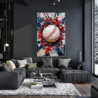 Baseball Themed Abstract Art For Sports Decor Poster