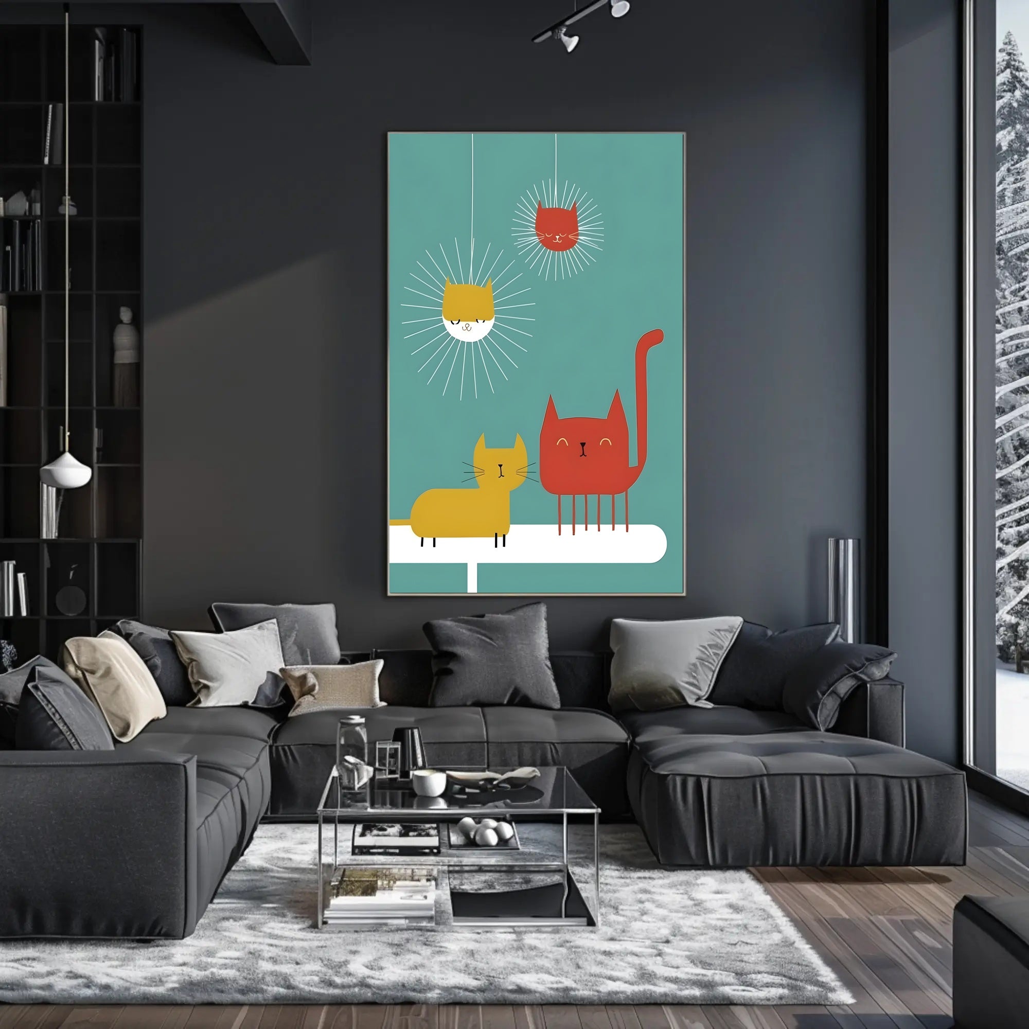 Whimsical Feline Friends Poster