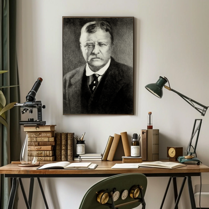 Theodore Roosevelt Portrait Drawing Vintage Poster
