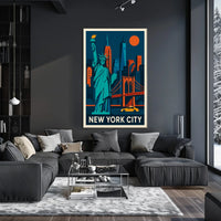 New York City Iconic Landmarks Poster Geometric Wall Art
