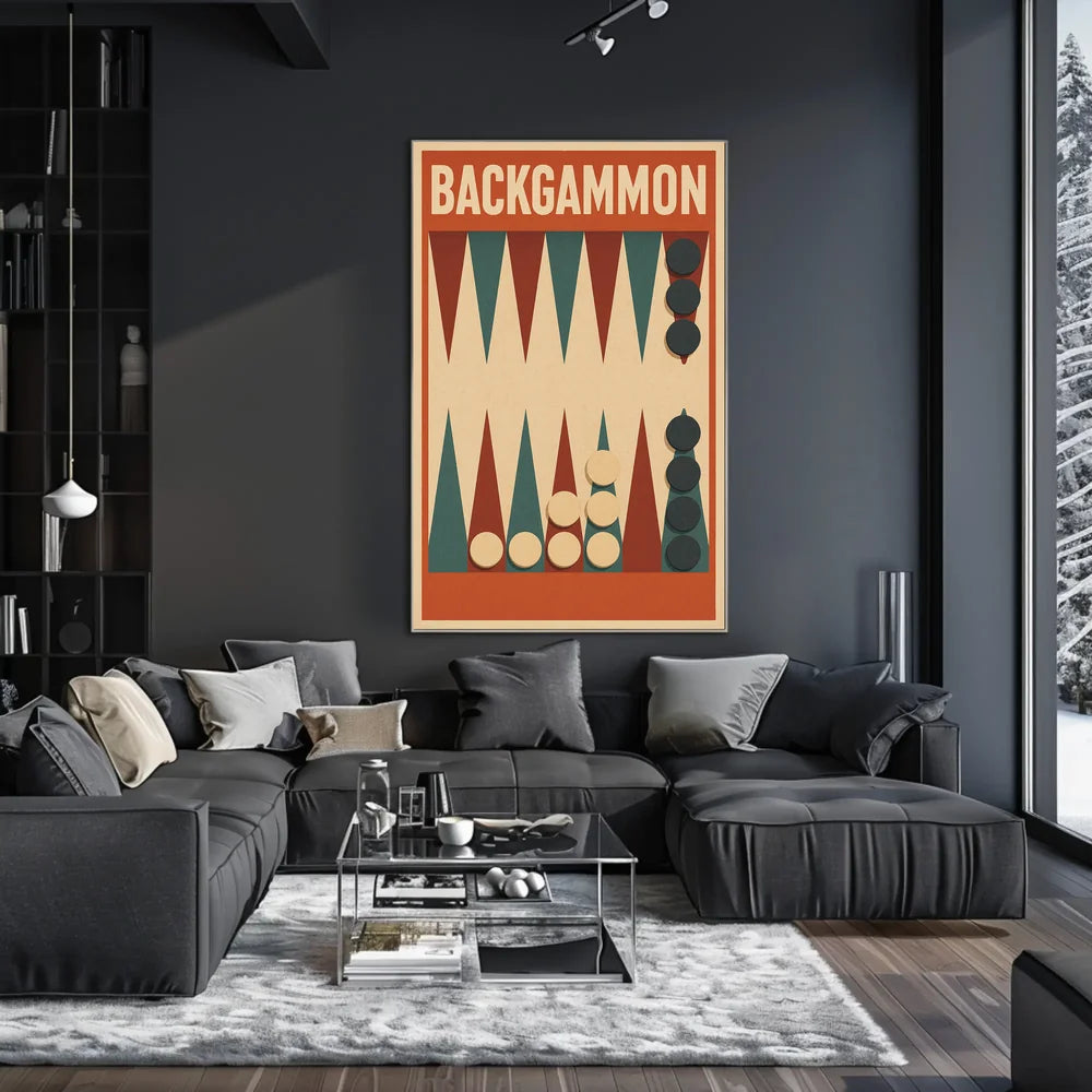 Backgammon Vintage Style Board Game Art Poster
