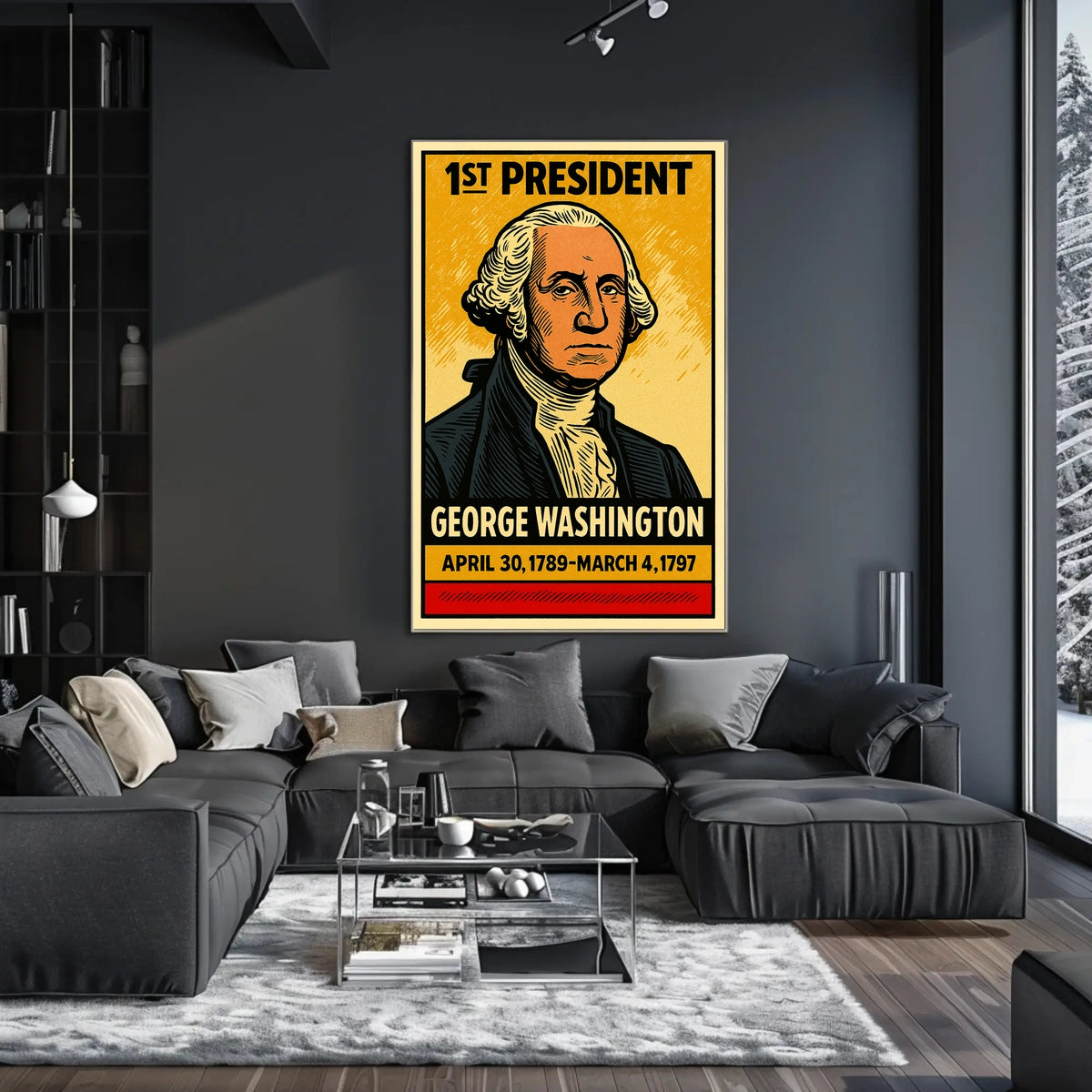 George Washington 1st President of the United States Inked Comic Style Poster